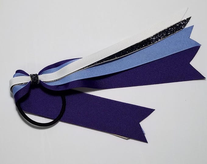 Solid Color Ponytail Streamer- 7" (14" total) White, Black Glitter, Bluebird Blue, Violet Purple *CLEARANCE*