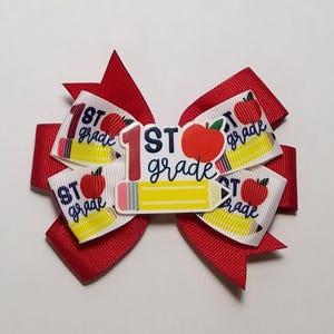 3.5&quot; 1st Grade Hair Bow *You Choose Solid Bow Color*