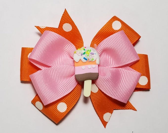 3.5" Ice Cream Sprinkles Hair Bow *You Choose Solid Bow Color*