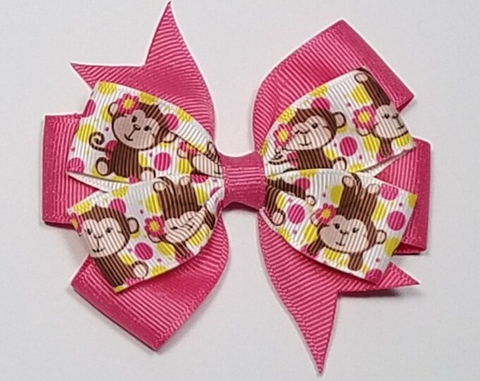 3.5" Monkey Hair Bow *You Choose Solid Bow Color*