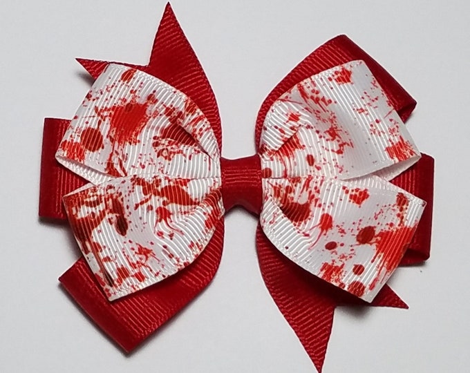 3.5" Blood Splatter Hair Bow *You Choose Solid Bow Color*