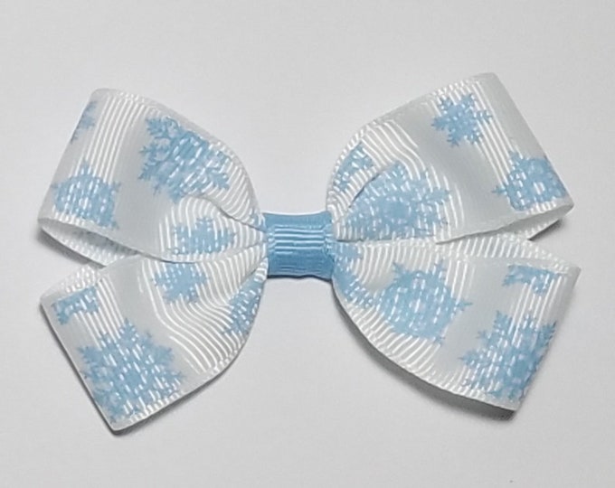 3" Blue Snowflake Hair Bow