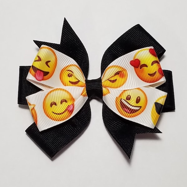 3.5" Emoji Hair Bow *You Choose Solid Bow Color*