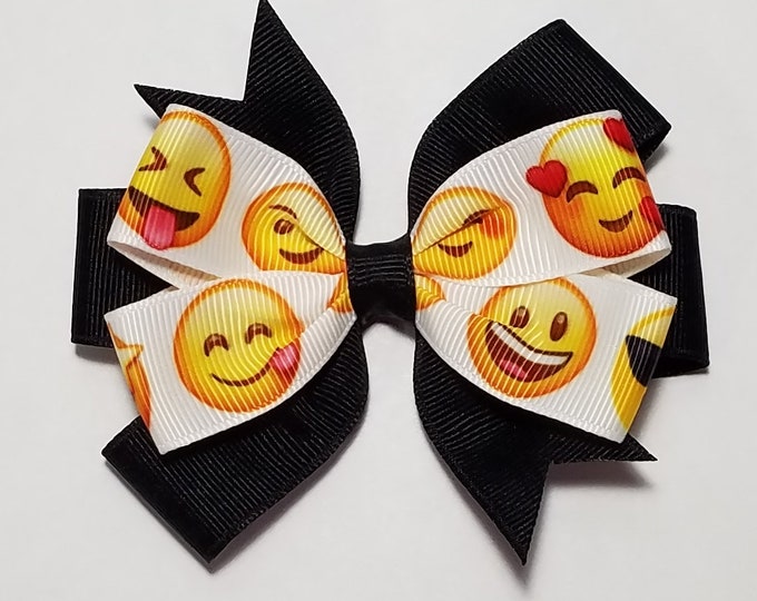 3.5" Emoji Hair Bow *You Choose Solid Bow Color*