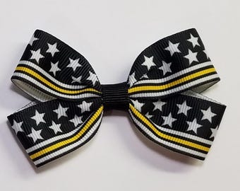 3" Dispatcher Gold Line Hair Bow