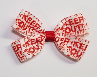 3" Keep Out Blood Splatter Hair Bow