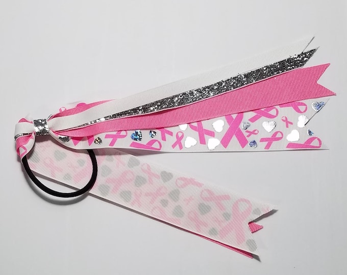 Breast Cancer Pink Awareness Ponytail Streamer *You Choose Length*