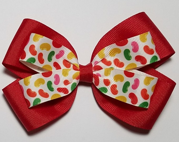 5" Jelly Bean Hair Bow *You Choose Solid Bow Color*