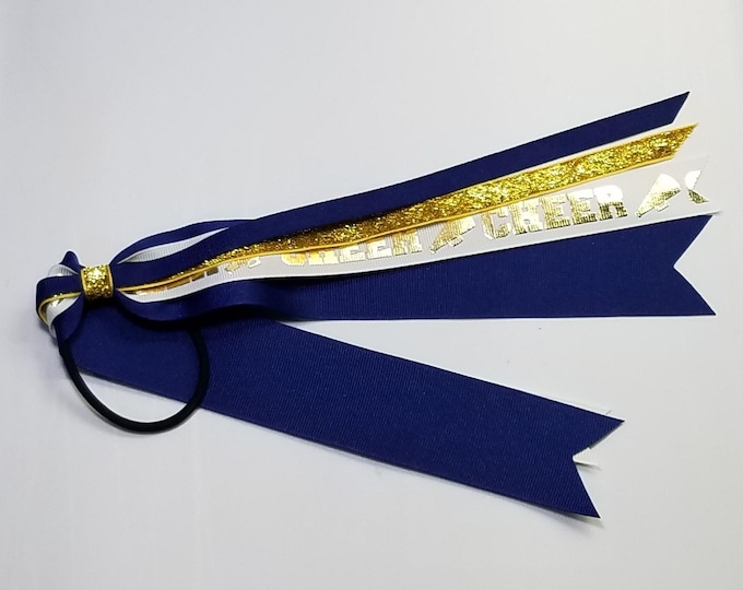 Cheer Cheerleading Ponytail Streamer *You Choose Solid Ribbon Color- Glitter Color & Length*
