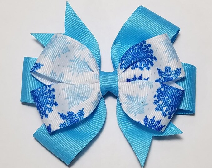 3.5" Snowflake Hair Bow *You Choose Sold Bow Color*