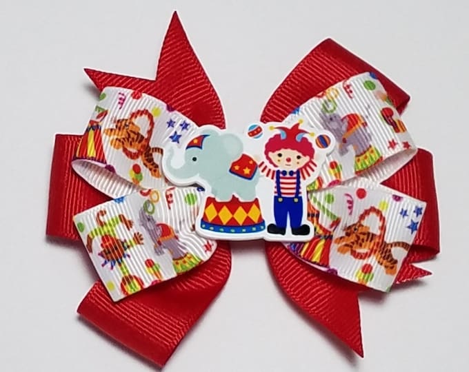 3.5" Circus Hair Bow *You Choose Solid Bow Color*