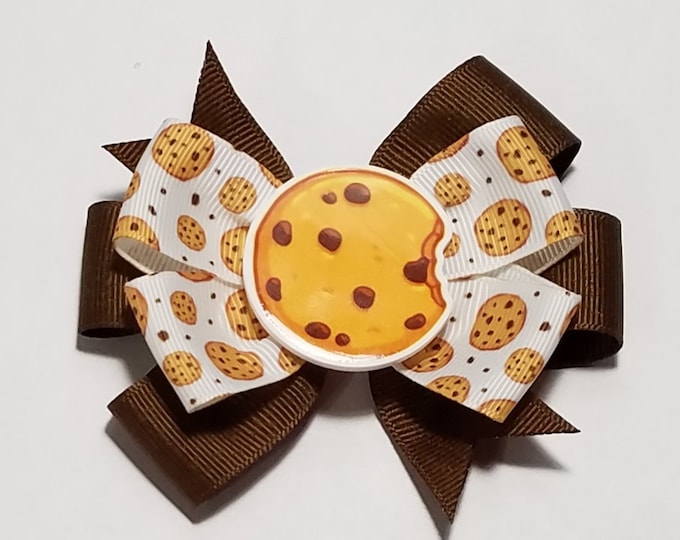 3.5" Chocolate Chip Cookie Hair Bow *You Choose Solid Bow Color*