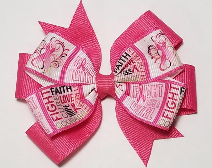3.5" Breast Cancer Awareness Hair Bow *CLEARANCE*