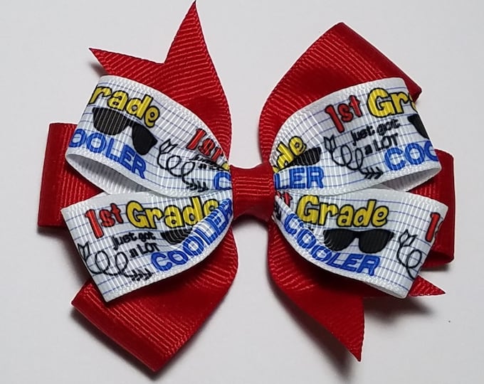 3.5" 1st Grade Hair Bow *You Choose Solid Bow Color*