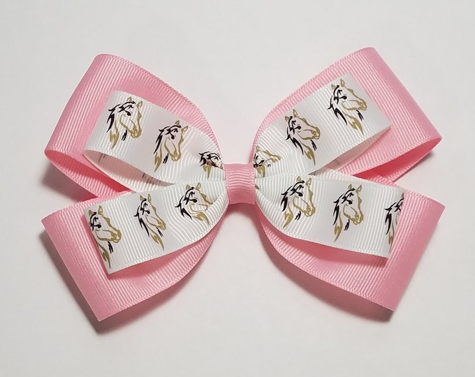 5" Horse Print Hair Bow *You Choose Solid Bow Color*