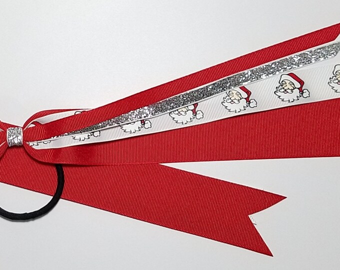 Santa Claus Ponytail Streamer *You Choose Solid Color- Glitter Color & Length*