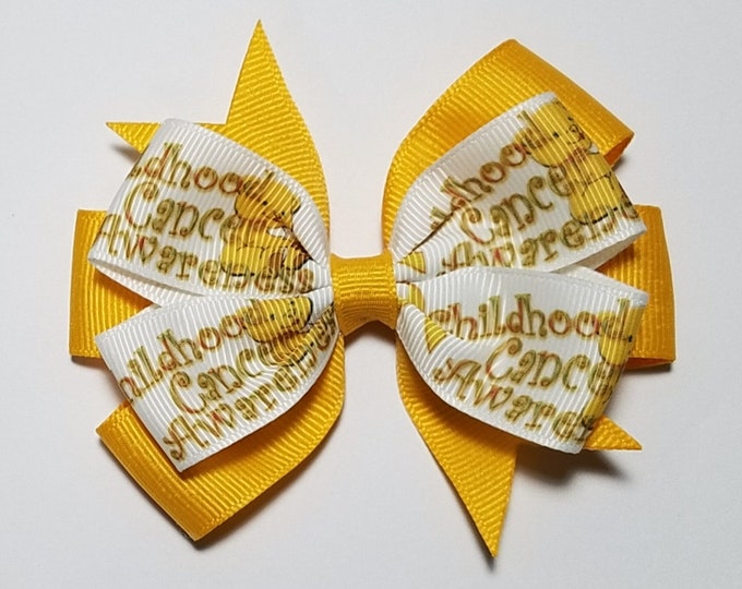 3.5" Childhood Cancer Awareness Hair Bow *You Choose Solid Bow Color*