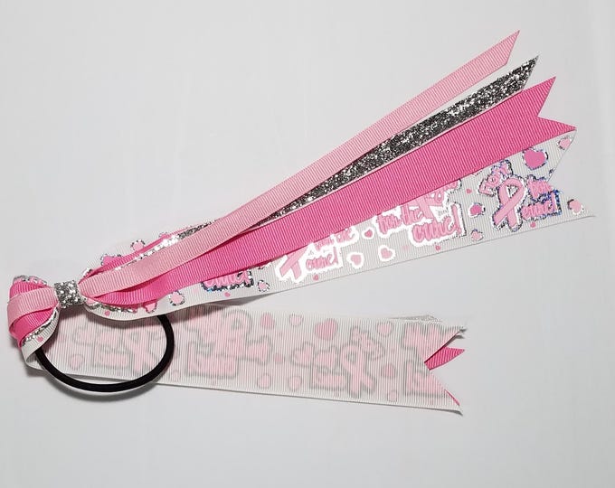 Breast Cancer Pink Awareness Ponytail Streamer