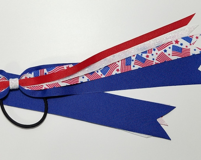 American Flag Glitter Ponytail Streamer *You Choose Length*