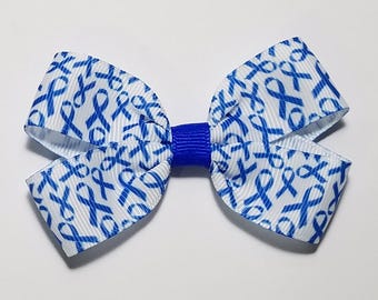 3" Blue Awareness Ribbon Hair Bow