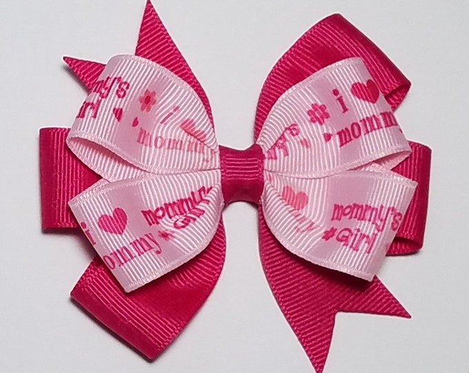 3.5" Mommy's Girl Hair Bow *You Choose Solid Bow Color*