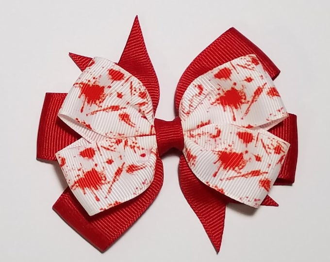3.5" Blood Splatter Hair Bow *You Choose Solid Bow Color*