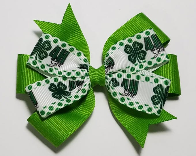 3.5" 4-H Hair Bow *You Choose Solid Bow Color*