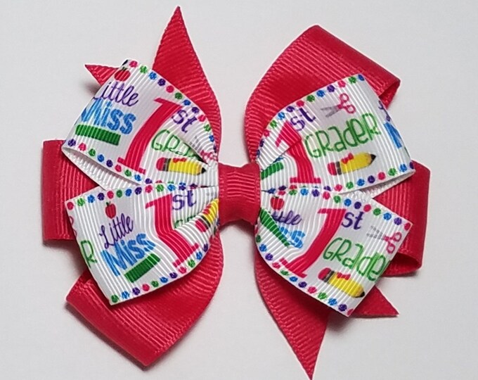 3.5 1st Grade Hair Bow *You Choose Solid Bow Color*