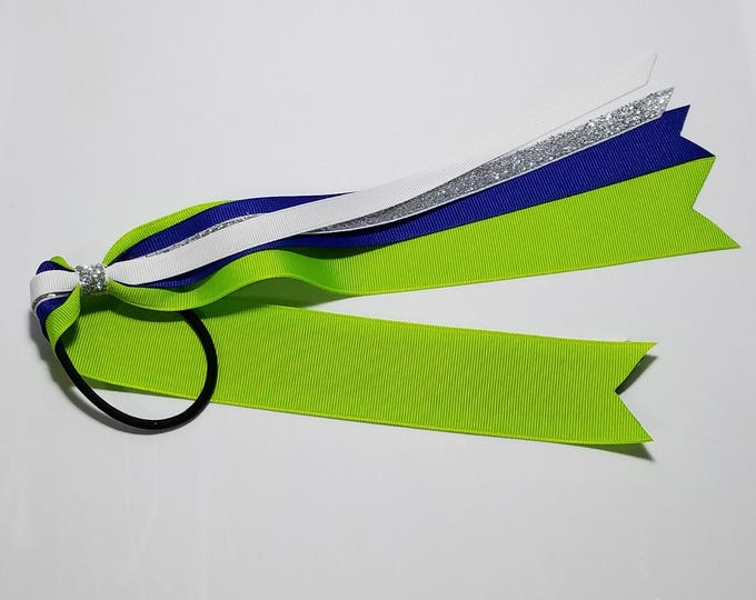 Chartreuse, Royal Blue, White Ponytail Streamer- 9" (18" total) *CLEARANCE*