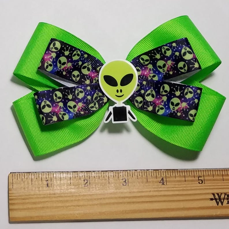 5" Alien Hair Bow *you Choose Solid Bow Color* - Etsy