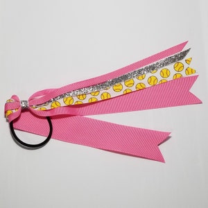 Softball Ponytail Streamer *You Choose Solid Ribbon Color-Glitter Color & Length*