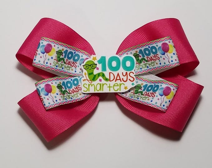 5" 100 Days Hair Bow *You Choose Solid Bow Color*