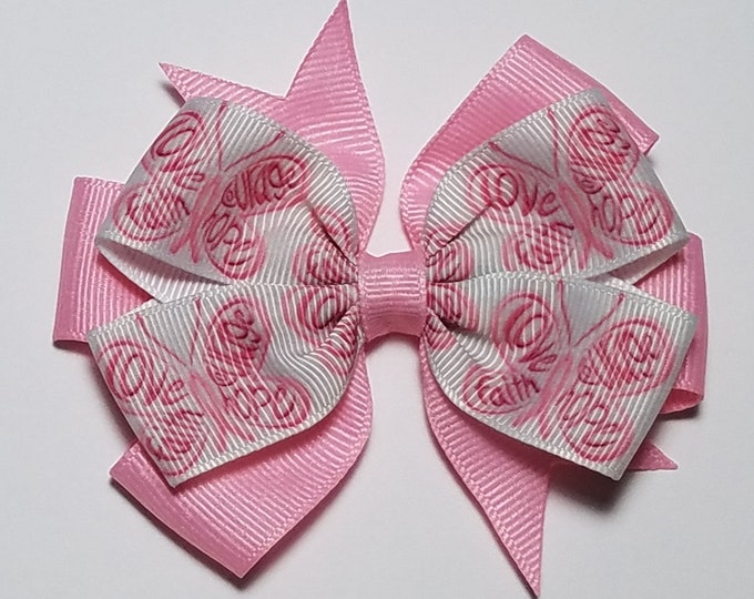 3.5" Pink Awareness Hair Bow *CLEARANCE*