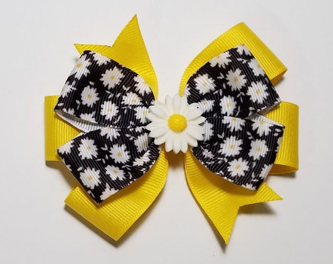 3.5" Daisy Hair Bow *You Choose Solid Bow Color*