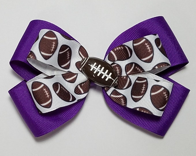 5" Football Hair Bow *You Choose Solid Bow Color*