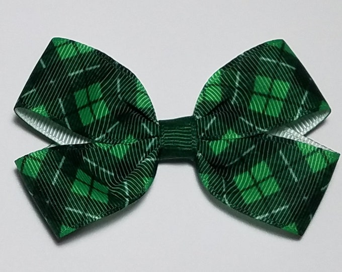 3" Green Plaid Hair Bow