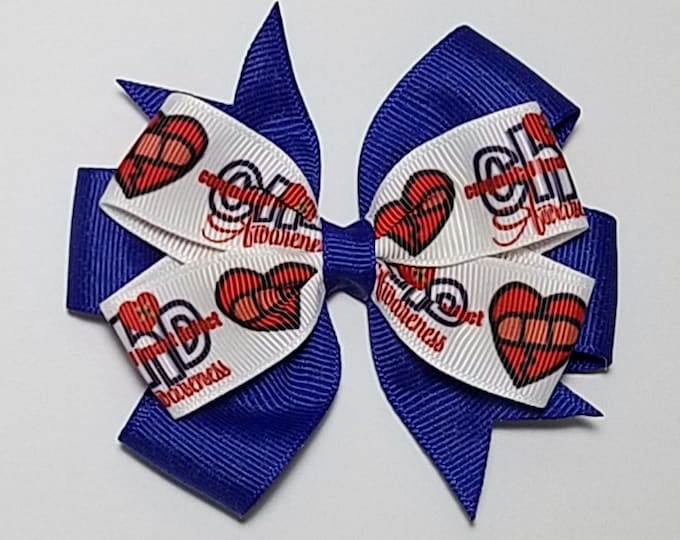 3.5" CHD Awareness Hair Bow *You Choose Solid Bow Color*