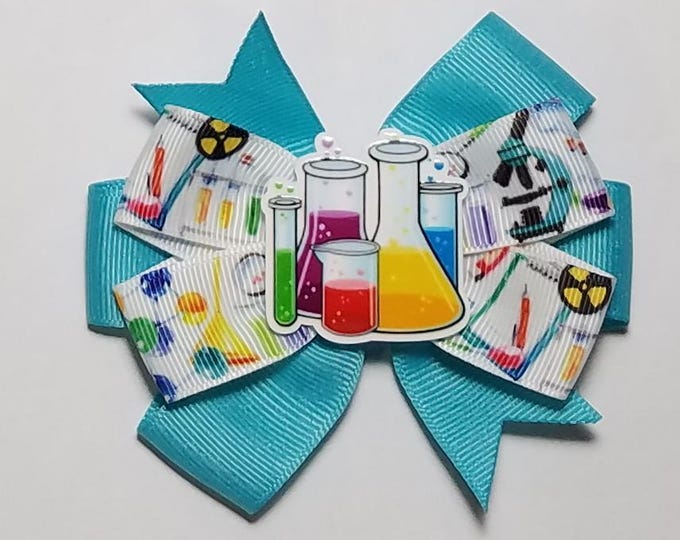 3.5" Science Chemistry Hair Bow *You Choose Solid Bow Color*