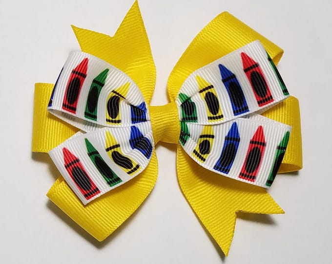 3.5" Crayon Hair Bow *You Choose Solid Bow Color*