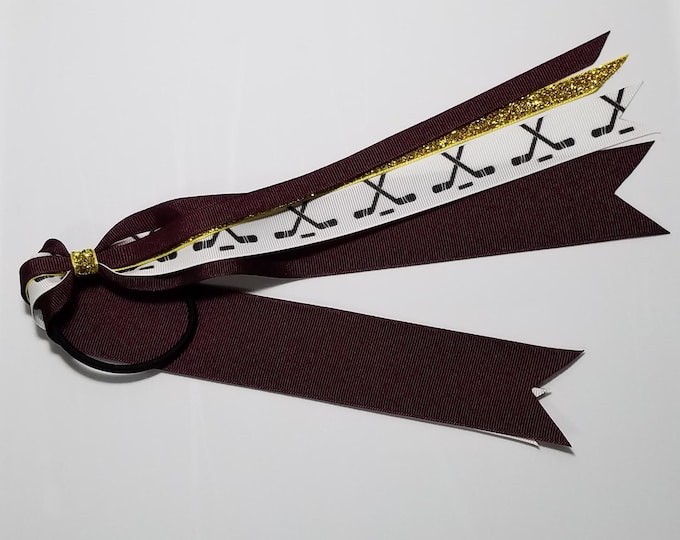 Hockey Ponytail Streamer *You Choose Solid Ribbon Color- Glitter Color & Length*