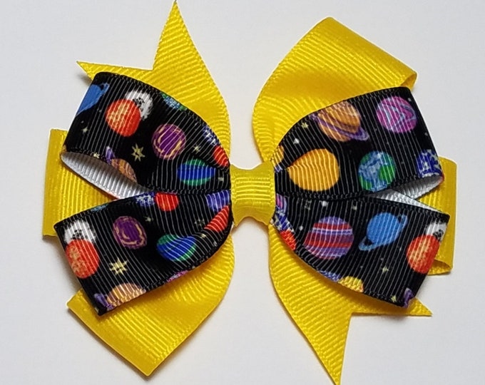 3.5" Planets Hair Bow *You Choose Solid Bow Color*