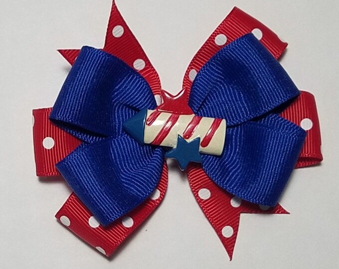 3.5" Firecracker Hair Bow *You Choose Solid Bow Color*