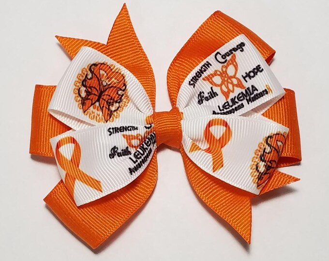 3.5" Leukemia Awareness Hair Bow *You Choose Solid Bow Color*