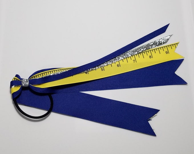 Ruler Ponytail Streamer *You Choose Solid Ribbon Color- Glitter Color & Length*