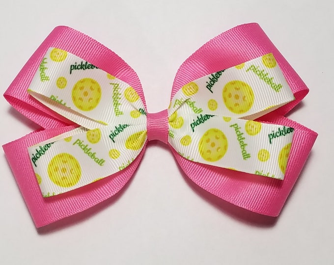 5" Pickleball Hair Bow *You Choose Solid Bow Color*