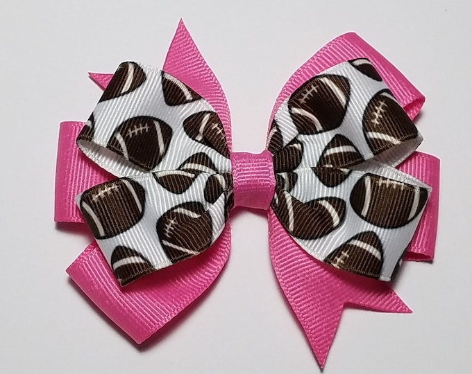 3.5" Football Hair Bow *You Choose Solid Bow Color*