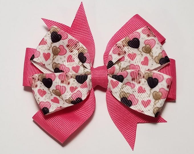 3.5" Teddy Bear Hair Bow *You Choose Solid Bow Color*