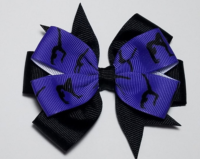 3.5" Purple Gymnastics Hair Bow *You Choose Solid Bow Color*