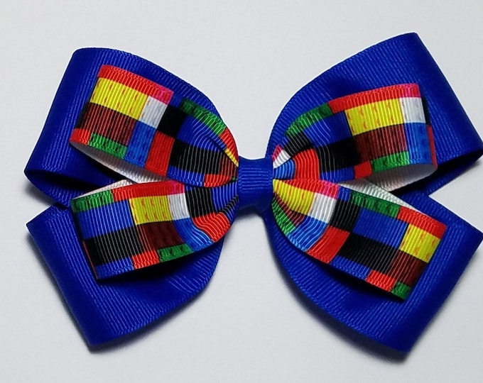 5" Building Blocks Hair Bow *You Choose Solid Bow Color*