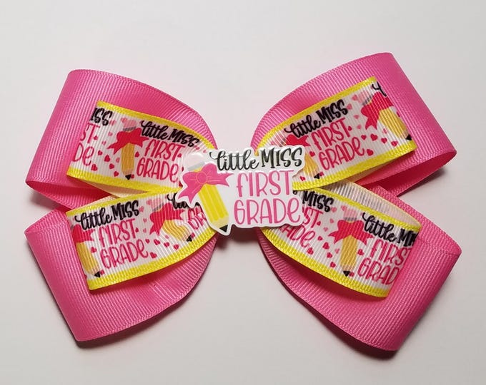 5" 1st Grade Hair Bow *You Choose Solid Bow Color*